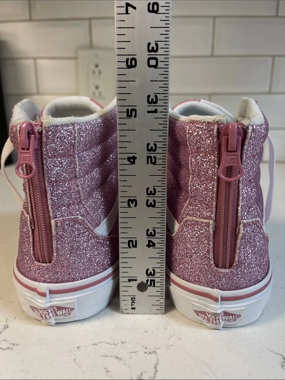 Sneakers Vans Girls Filmore Hi Zip Spring Glitter Mauve Size 5 Missy Worn 1-2x’s